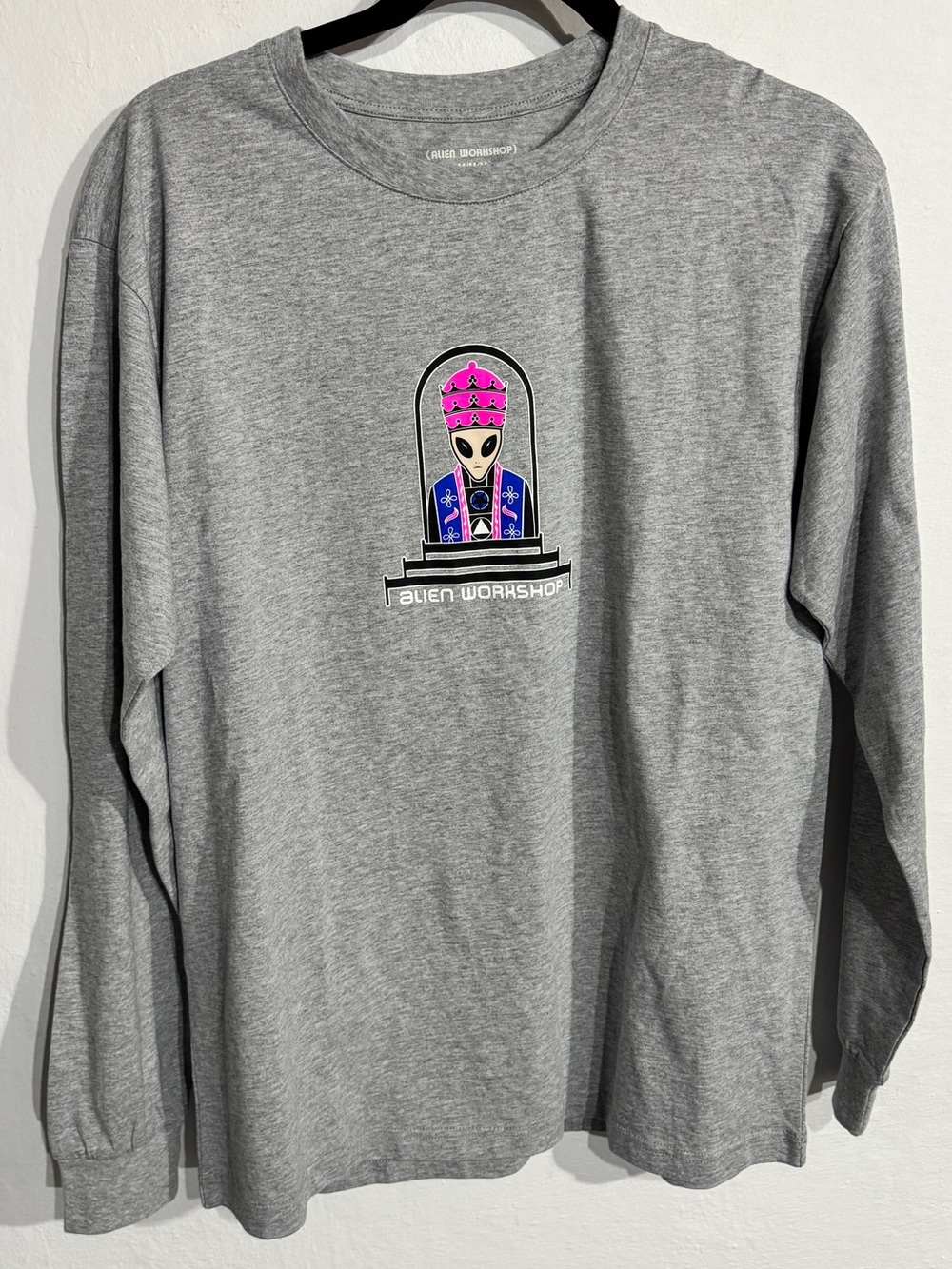 Alien Workshop Grey Long Sleeve Tee with Neon Alien Graphic medium